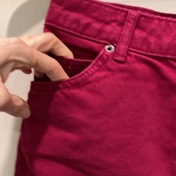 TOPSHOP Moto Dark Pink Jean Denim Skirt 4 - Picture 8 of 10